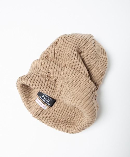 RACAL（ラカル）の「Ripped Cotton Knit Watch / ダメージ加工風編み柄ニットワッチ（ニットキャップ/ビーニー・メンズ・ブラック/ベージュ/ピンク/ブルー/グレー/アイボリー・FREE）」の15枚目の写真