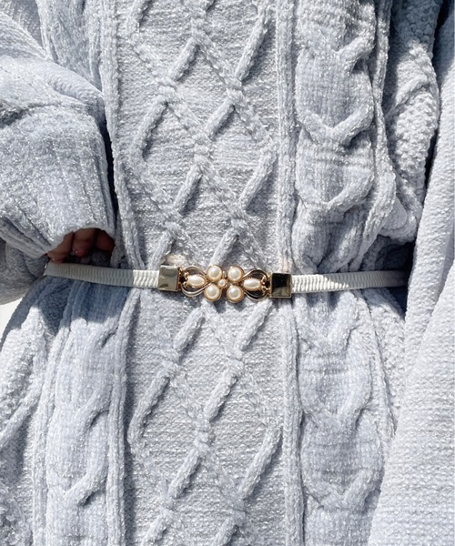 one wayザッカ（ワンウェイザッカ）の「パールゴムベルト（ベルト・レディース・ブラック/ホワイト・FREE）」の3枚目の写真