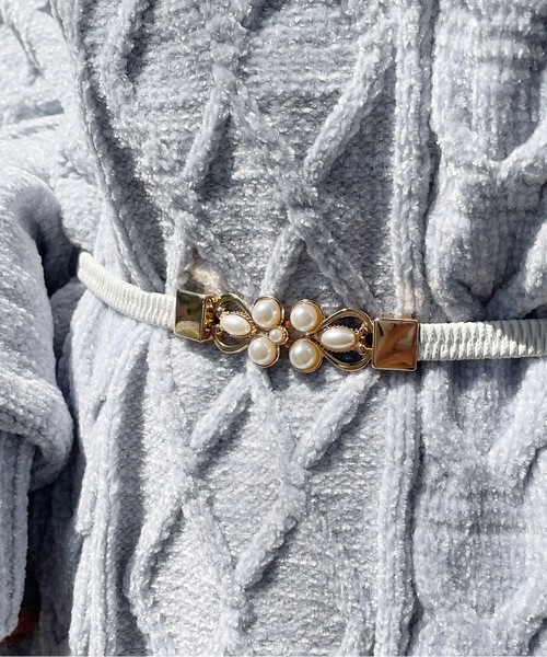 one wayザッカ（ワンウェイザッカ）の「パールゴムベルト（ベルト・レディース・ブラック/ホワイト・FREE）」の5枚目の写真