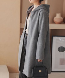 [ M L XL ] 2wayフード付きストレッチロングコート