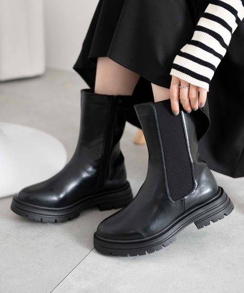 WEGO(ウィゴー)の「WEGO/ZIP付きサイドゴアブーツ(ブーツ・レディース・ブラック・LARGE/MEDIUM)」の1枚目の写真