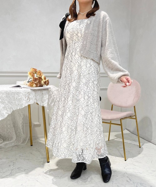 apres jour（アプレジュール）の「【６周年記念アイテム】ふわふわニット＋レースキャミワンピース（ワンピース・レディース・ホワイト系その他/ピンク系その他/アイボリー/ブラック系その他・X-LARGE/フリー）」の15枚目の写真