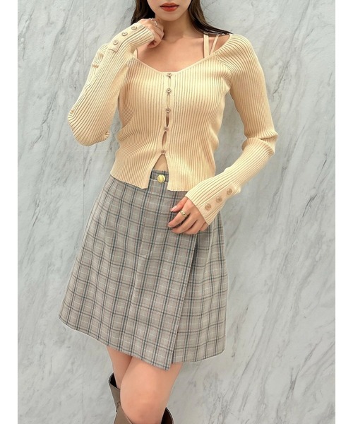 dazzlin（ダズリン）の「【セットアップ対応】レイヤーハイウエストミニスカート（スカート・レディース・アイボリー/グレー/その他1/ピンク・SMALL/MEDIUM）」の10枚目の写真