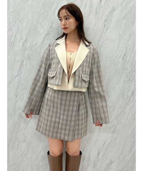 dazzlin（ダズリン）の「【セットアップ対応】レイヤーハイウエストミニスカート（スカート・レディース・アイボリー/グレー/その他1/ピンク・SMALL/MEDIUM）」の8枚目の写真