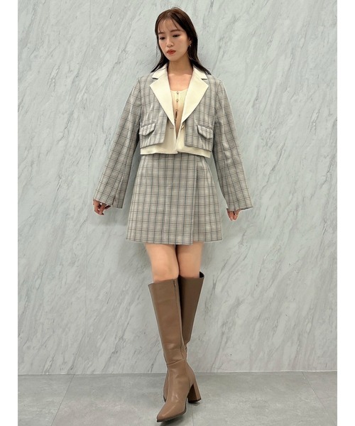 dazzlin（ダズリン）の「【セットアップ対応】レイヤーハイウエストミニスカート（スカート・レディース・アイボリー/グレー/その他1/ピンク・SMALL/MEDIUM）」の7枚目の写真