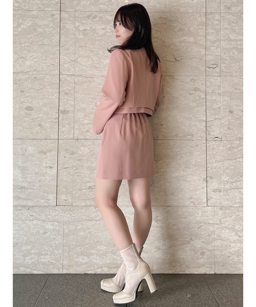 dazzlin（ダズリン）の「【セットアップ対応】レイヤーハイウエストミニスカート（スカート・レディース・アイボリー/グレー/その他1/ピンク・SMALL/MEDIUM）」の5枚目の写真