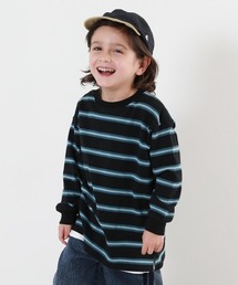 devirock（デビロック）の「綿100% お洗濯してもよれにくい ビッグシルエット 袖リブ ボーダー 長袖Tシャツ（Tシャツ/カットソー）」