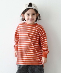 devirock（デビロック）の「綿100% お洗濯してもよれにくい ビッグシルエット 袖リブ ボーダー 長袖Tシャツ（Tシャツ/カットソー）」