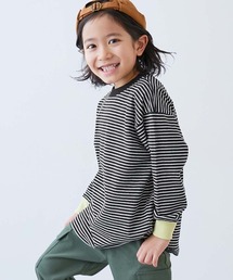 devirock（デビロック）の「綿100% お洗濯してもよれにくい ビッグシルエット 袖リブ ボーダー 長袖Tシャツ（Tシャツ/カットソー）」