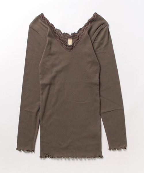 Q(キュー)の「テレコインナー(Tシャツ/カットソー・レディース・ブラウン/ブラック/アイボリー・MEDIUM)」の5枚目の写真