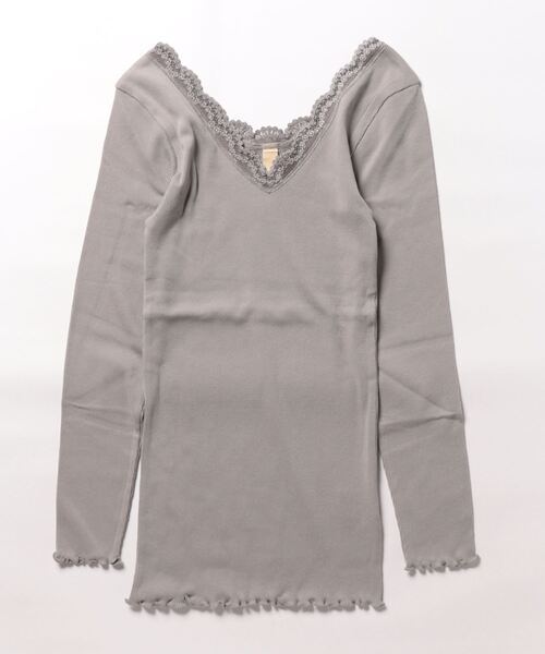 Q(キュー)の「テレコインナー(Tシャツ/カットソー・レディース・ブラウン/ブラック/アイボリー・MEDIUM)」の6枚目の写真