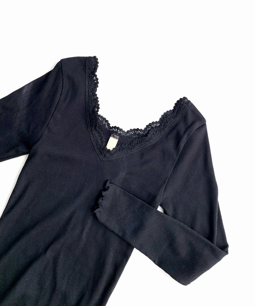 Q(キュー)の「テレコインナー(Tシャツ/カットソー・レディース・ブラウン/ブラック/アイボリー・MEDIUM)」の8枚目の写真