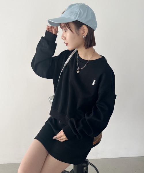 CLEA（クレア）の「【2点SET】スウェットミニスカートセットアップ（セットアップ・レディース・ブラック/グレー・FREE）」の2枚目の写真