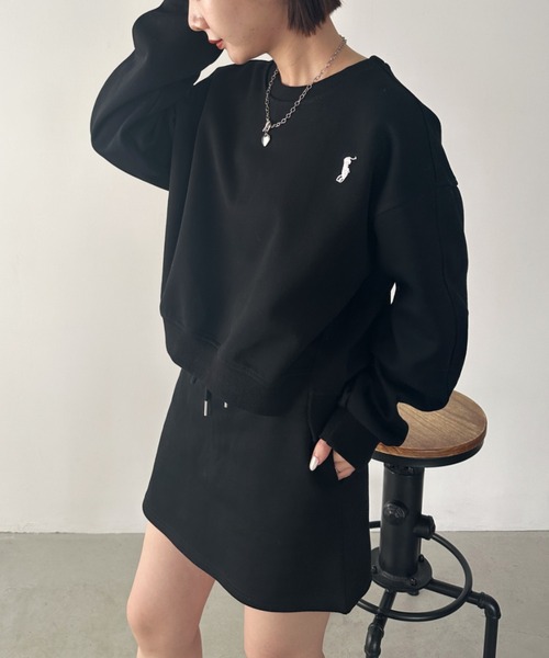 CLEA（クレア）の「【2点SET】スウェットミニスカートセットアップ（セットアップ・レディース・ブラック/グレー・FREE）」の3枚目の写真