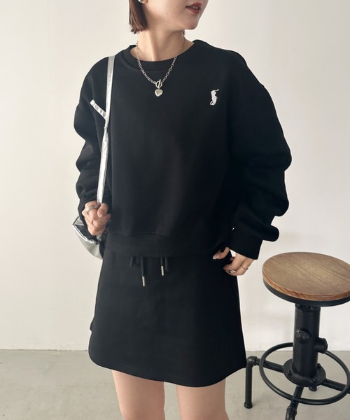 CLEA（クレア）の「【2点SET】スウェットミニスカートセットアップ（セットアップ・レディース・ブラック/グレー・FREE）」の6枚目の写真