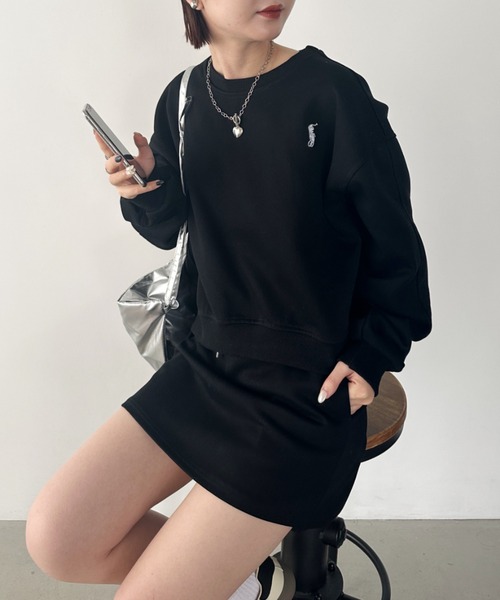 CLEA（クレア）の「【2点SET】スウェットミニスカートセットアップ（セットアップ・レディース・ブラック/グレー・FREE）」の8枚目の写真