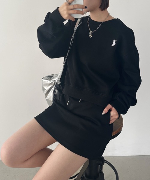 CLEA（クレア）の「【2点SET】スウェットミニスカートセットアップ（セットアップ・レディース・ブラック/グレー・FREE）」の9枚目の写真