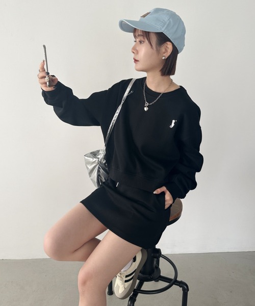 CLEA（クレア）の「【2点SET】スウェットミニスカートセットアップ（セットアップ・レディース・ブラック/グレー・FREE）」の10枚目の写真