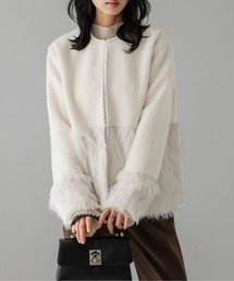 La-gemme | ノーカラーエコファーコート(ダウンジャケット/コート)