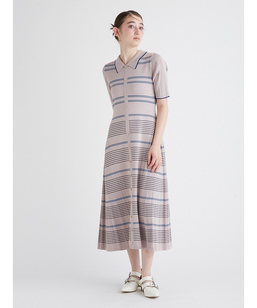 FURFUR（ファーファー）の「ボーダーニットポロワンピース（ワンピース・レディース・ブラック/ピンク/ミント・FREE）」の10枚目の写真