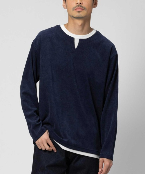 Right-on(ライトオン)の「カットコールキーネックロンT(Tシャツ/カットソー・メンズ・ダークグリーン/グレー/ホワイト/ネイビー・L/M/XL)」の1枚目の写真
