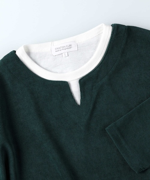 Right-on(ライトオン)の「カットコールキーネックロンT(Tシャツ/カットソー・メンズ・ダークグリーン/グレー/ホワイト/ネイビー・L/M/XL)」の6枚目の写真