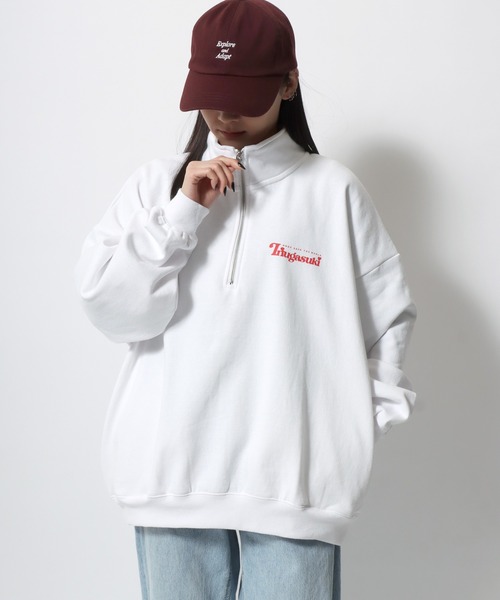 SEQUENZ(シークエンズ)の「Inugasuki/イヌガスキ 裏起毛 バックフォトプリント スウェット ハーフジップ トレーナー レディース メンズ(スウェット・レディース・アッシュグレー/ブラック系その他/ホワイト系その他2・L/LL/M)」の19枚目の写真