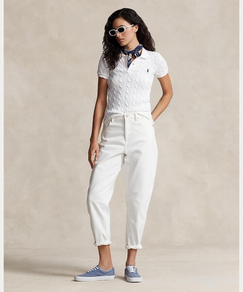 Ralph Lauren ケーブル編み ポロシャツ ホワイト S RALPH LAUREN｜ケーブルニット ポロシャツ | Rakuten Fashion