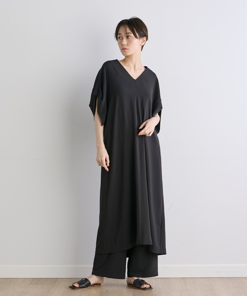 INED CLARO（イネドクラロ）の「タックスリーブワンピース【セットアップ対応】（ワンピース・レディース・ブラック/オレンジ/チャコールグレー・フリー）」の8枚目の写真