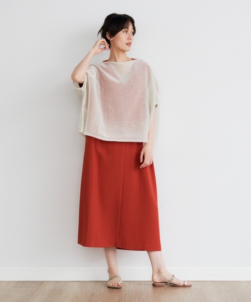 INED CLARO（イネドクラロ）の「タックスリーブワンピース【セットアップ対応】（ワンピース・レディース・ブラック/オレンジ/チャコールグレー・フリー）」の20枚目の写真