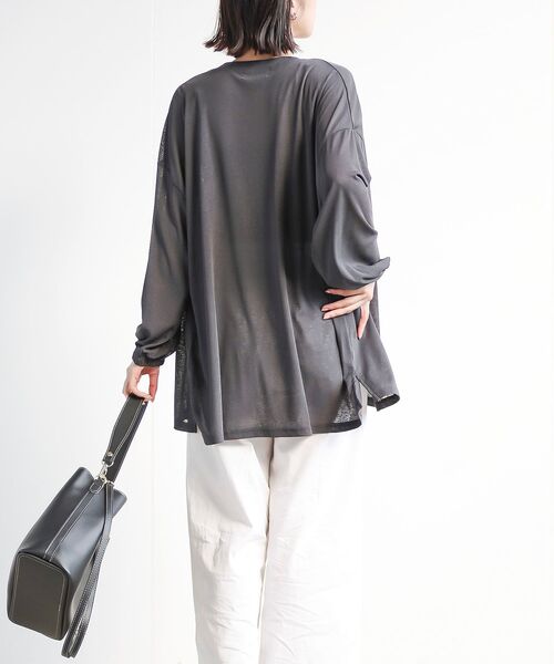 rps(アールピーエス)の「スラブニットソーワイドカーディガン(カーディガン/ボレロ・レディース・ライトグレー/グリーン系その他/チャコールグレー/ブルー・フリー)」の7枚目の写真