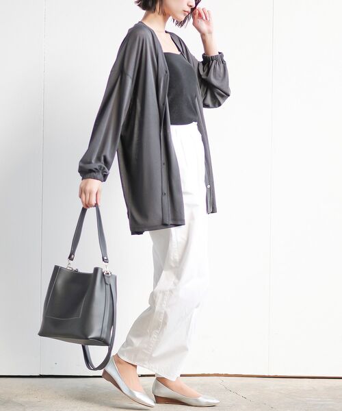 rps(アールピーエス)の「スラブニットソーワイドカーディガン(カーディガン/ボレロ・レディース・ライトグレー/グリーン系その他/チャコールグレー/ブルー・フリー)」の8枚目の写真