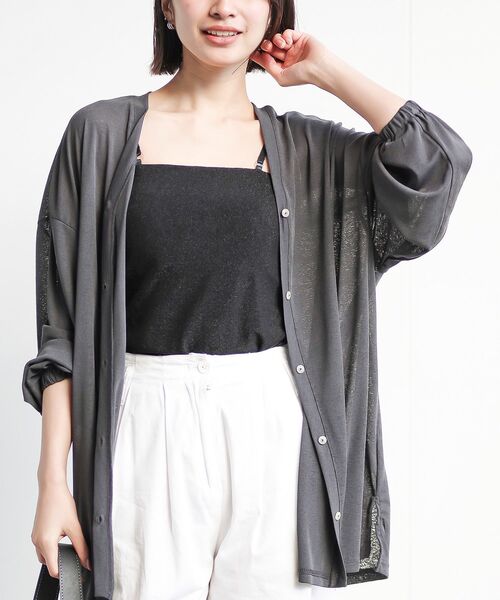 rps(アールピーエス)の「スラブニットソーワイドカーディガン(カーディガン/ボレロ・レディース・ライトグレー/グリーン系その他/チャコールグレー/ブルー・フリー)」の9枚目の写真