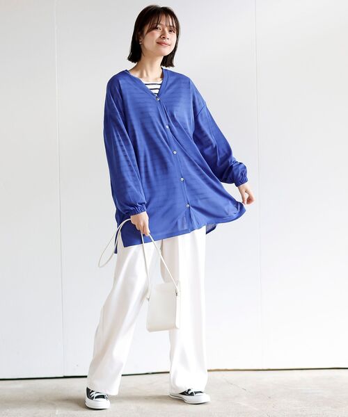 rps(アールピーエス)の「スラブニットソーワイドカーディガン(カーディガン/ボレロ・レディース・ライトグレー/グリーン系その他/チャコールグレー/ブルー・フリー)」の21枚目の写真