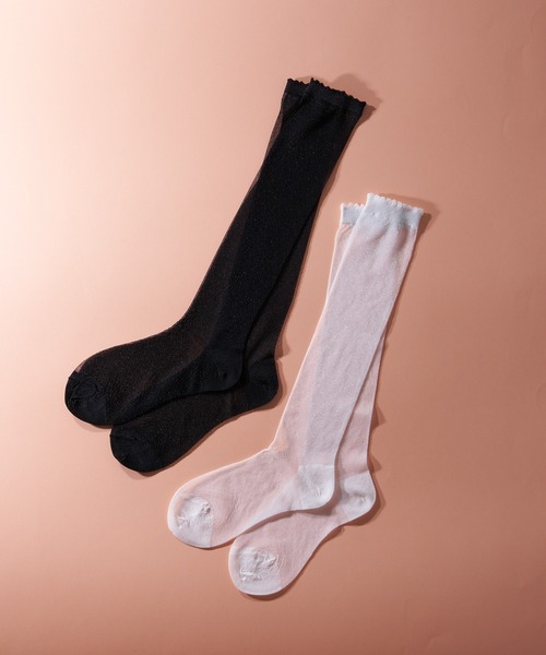 CIAOPANIC（チャオパニック）の「シアーラメソックス（ソックス/靴下・レディース・ブラック/ホワイト・FREE）」の4枚目の写真