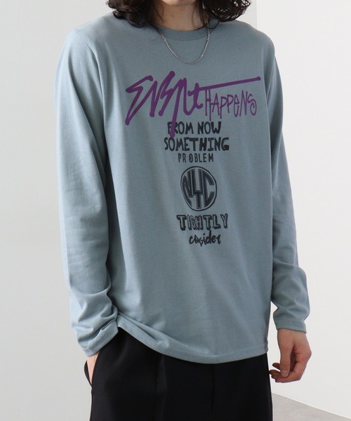 FUNALIVE(ファンアライブ)の「プリントロングスリーブTシャツ(Tシャツ/カットソー・メンズ・スミクロ/ミント/ラベンダー/ネイビー/ホワイト/ホワイト系その他/ライトグレー/ブラック系その他/ブラック/グレイッシュベージュ/サックスブルー/ペールイエロー・M/L/LL)」の11枚目の写真