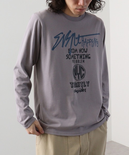 FUNALIVE(ファンアライブ)の「プリントロングスリーブTシャツ(Tシャツ/カットソー・メンズ・スミクロ/ミント/ラベンダー/ネイビー/ホワイト/ホワイト系その他/ライトグレー/ブラック系その他/ブラック/グレイッシュベージュ/サックスブルー/ペールイエロー・M/L/LL)」の8枚目の写真