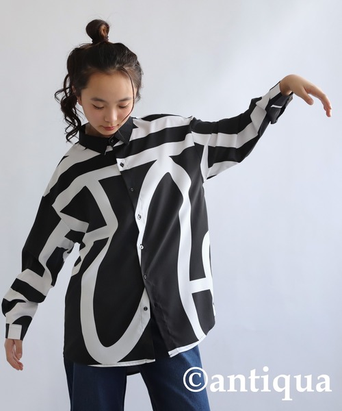 antiqua（アンティカ）の「アート柄シャツ（シャツ/ブラウス・キッズ・ブラック・160/150/140）」の10枚目の写真