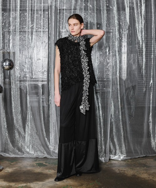 サイズ3 seyto / ジャガードフリンジメッシュ半袖シャツ seyto（セイト）の「Jaguard fringe mesh half sleeve shirt