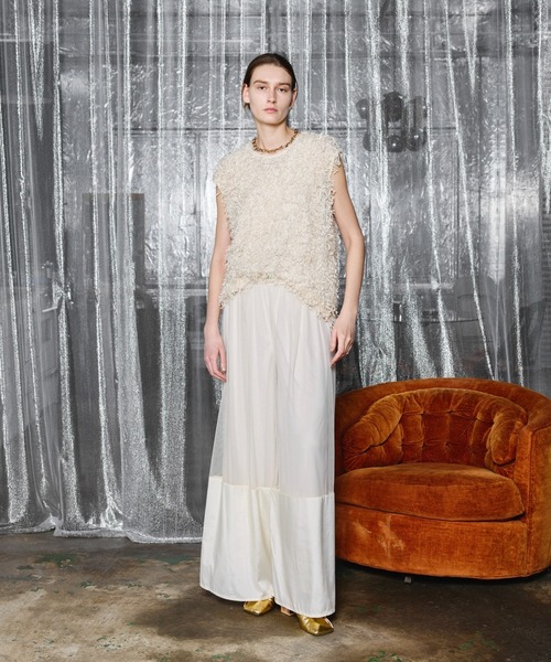 seyto（セイト）の「Jacquard fringe sleeveless tops