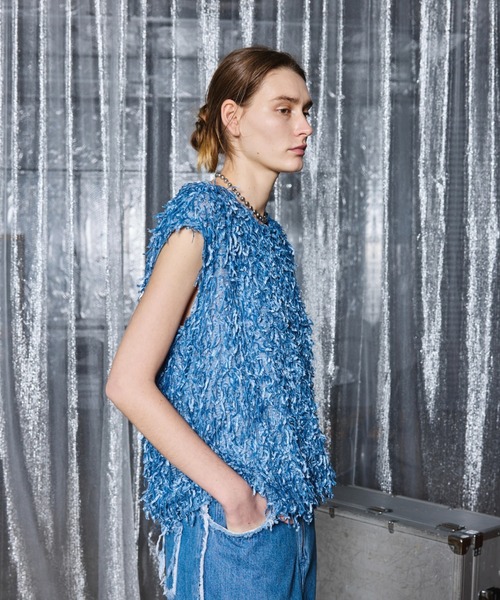 seyto（セイト）の「Jacquard fringe sleeveless tops