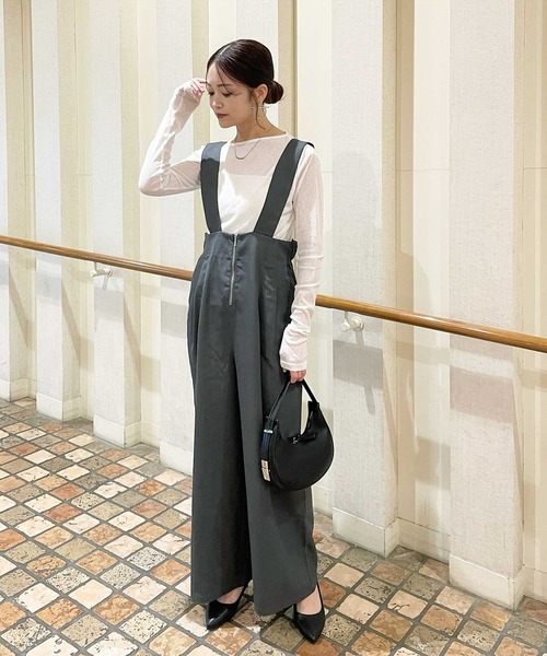 サロペット・オーバーオール・オールインワン Eaphi front belt high waist salopette サロペット・オーバーオール・オールインワン Eaphi front belt