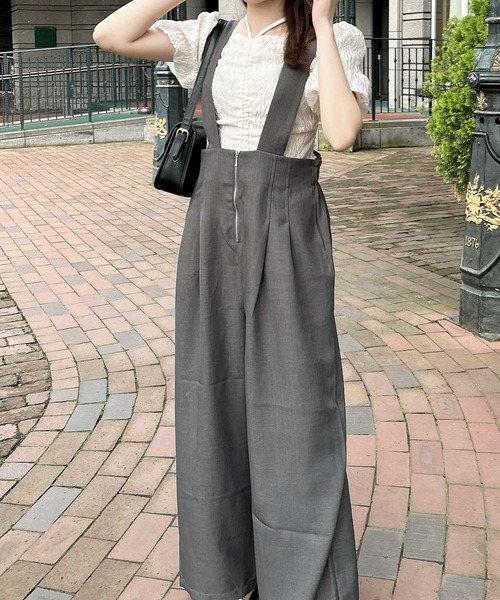 GeeRA（ジーラ）の「【S-XLサイズ展開】フロントジップハイウエストサロペットワイドパンツ（サロペット/オーバーオール・レディース・ブラック/ライトベージュ/チャコール/ブラウン・SMALL/MEDIUM/LARGE/X-LARGE）」の20枚目の写真