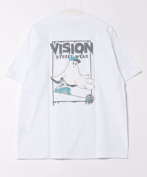 VISION STREET WEAR(ヴィジョンストリートウェア)の「【VISION STREET WEAR】オリジナルグラフィック ゴーストイラストプリントTシャツ / バックプリント(Tシャツ/カットソー・レディース・ホワイト/ブラック/ターコイズブルー・MEDIUM/LARGE/X-LARGE)」の5枚目の写真