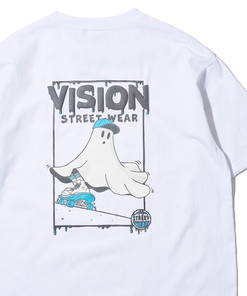 VISION STREET WEAR(ヴィジョンストリートウェア)の「【VISION STREET WEAR】オリジナルグラフィック ゴーストイラストプリントTシャツ / バックプリント(Tシャツ/カットソー・レディース・ホワイト/ブラック/ターコイズブルー・MEDIUM/LARGE/X-LARGE)」の2枚目の写真