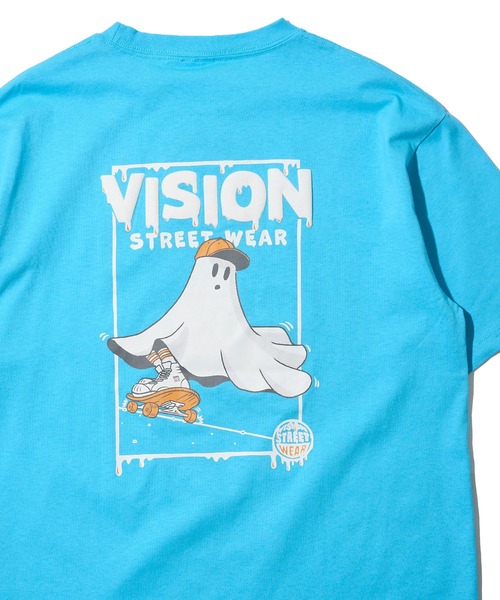 VISION STREET WEAR(ヴィジョンストリートウェア)の「【VISION STREET WEAR】オリジナルグラフィック ゴーストイラストプリントTシャツ / バックプリント(Tシャツ/カットソー・レディース・ホワイト/ブラック/ターコイズブルー・MEDIUM/LARGE/X-LARGE)」の3枚目の写真