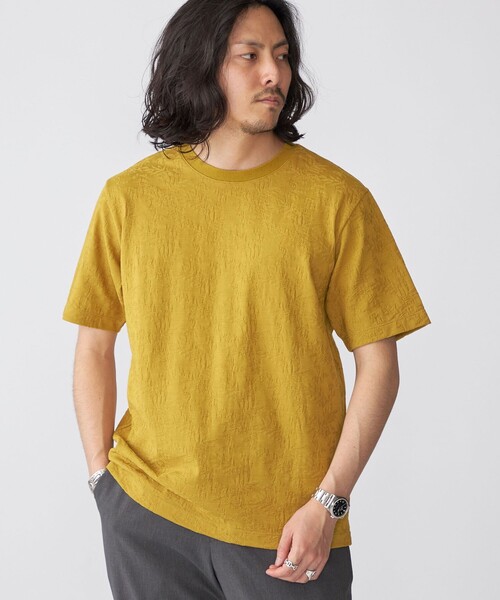 SHIPS: リンクス ジャカード リーフ Tシャツ セール】SHIPS: リンクス ジャカード リーフ柄 Tシャツ（Tシャツ