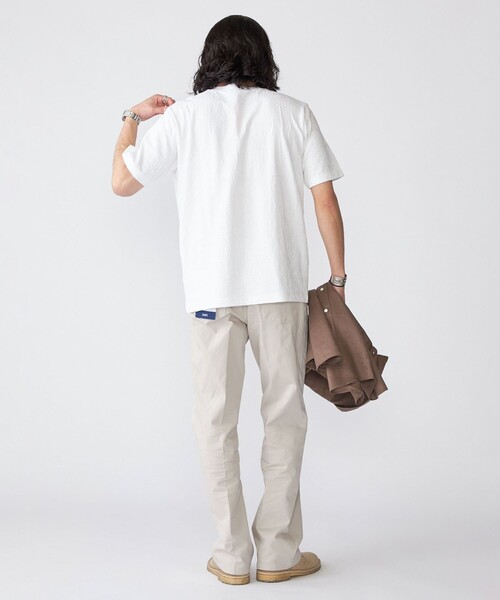 2色 ボタニカル リーフ プリント Tシャツ 肩落ち ユニセックス セール】SHIPS: リンクス ジャカード リーフ柄 Tシャツ（Tシャツ