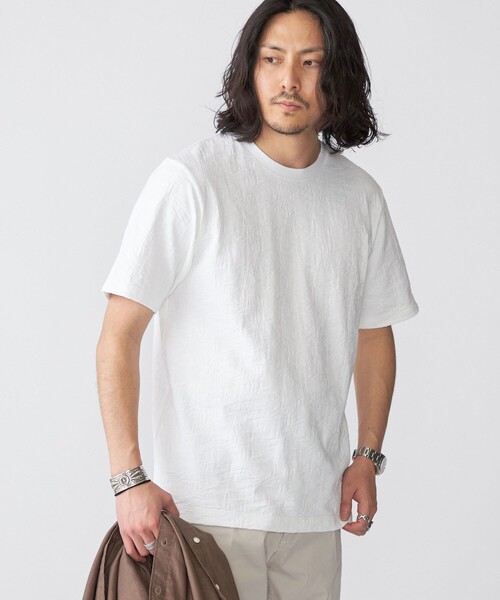 SHIPS(シップス)の「SHIPS: リンクス ジャカード リーフ柄 Tシャツ(Tシャツ/カットソー・メンズ・ホワイト/マスタード/チャコールグレー/ネイビー・SMALL/X-LARGE/LARGE/MEDIUM)」の15枚目の写真