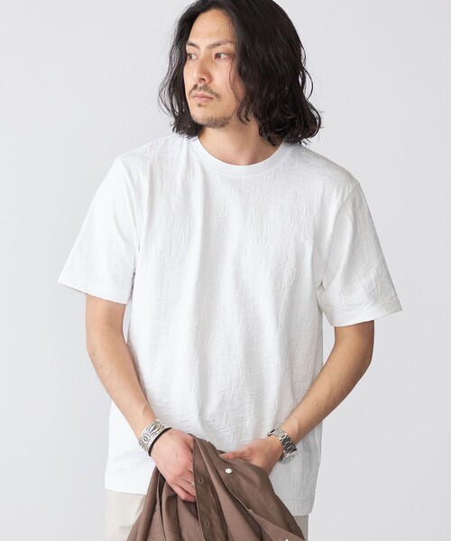 SHIPS(シップス)の「SHIPS: リンクス ジャカード リーフ柄 Tシャツ(Tシャツ/カットソー・メンズ・ホワイト/マスタード/チャコールグレー/ネイビー・SMALL/X-LARGE/LARGE/MEDIUM)」の16枚目の写真
